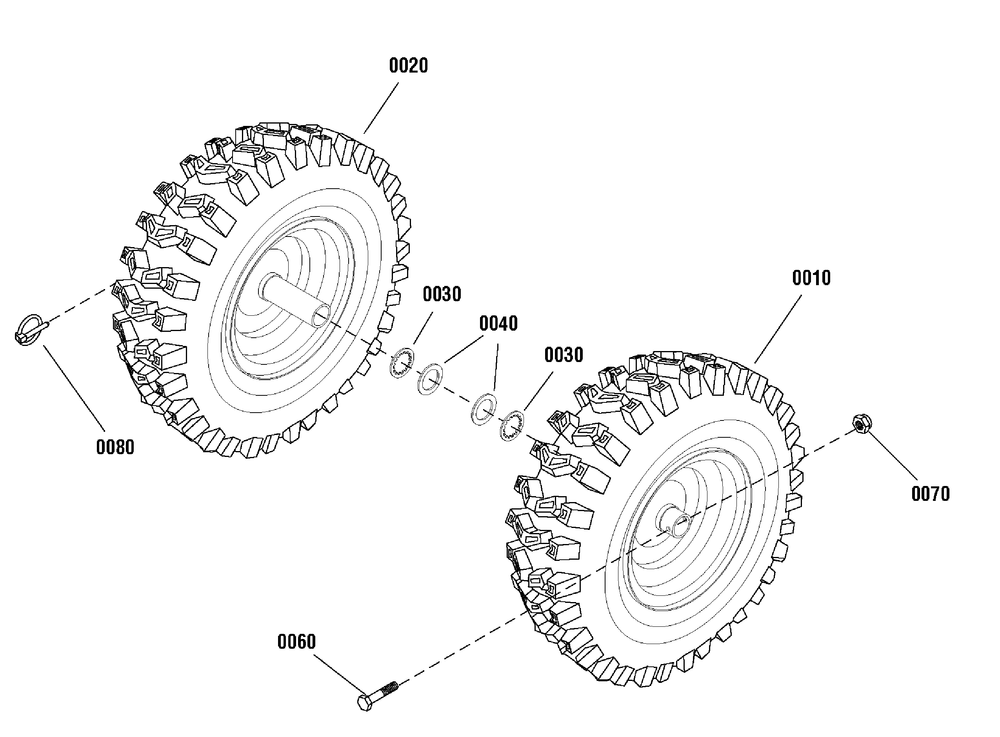 Wheel And Tire Group Diagram and Parts List for 1696057 2011 Briggs and Stratton Snow Blower